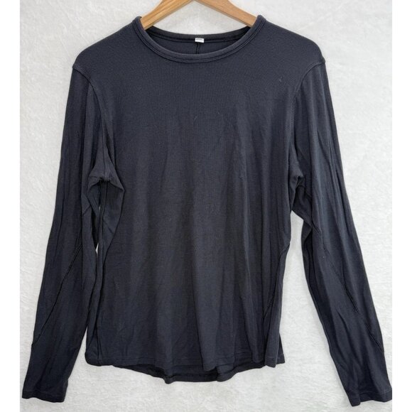 Lululemon Women's Black Ribbed Long Sleeve Shirt Size 6 - Picture 1 of 6